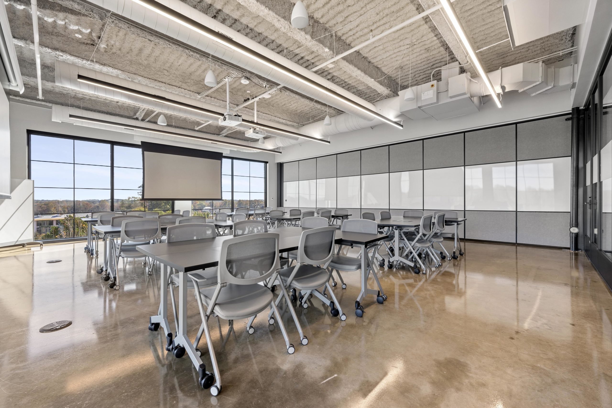 Meeting room seats up to 40 people and features a large exterior window