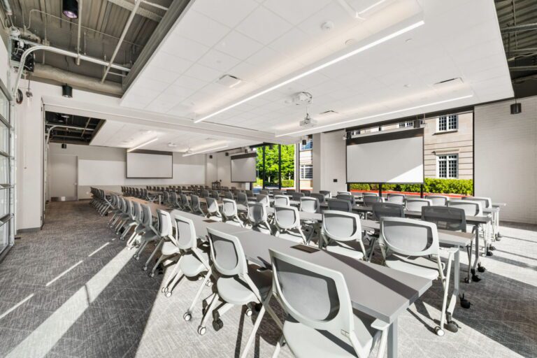 Three projector screens for HD display